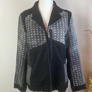 Adam Jacobs Black & Gray Mixed Media Patterned Blazer